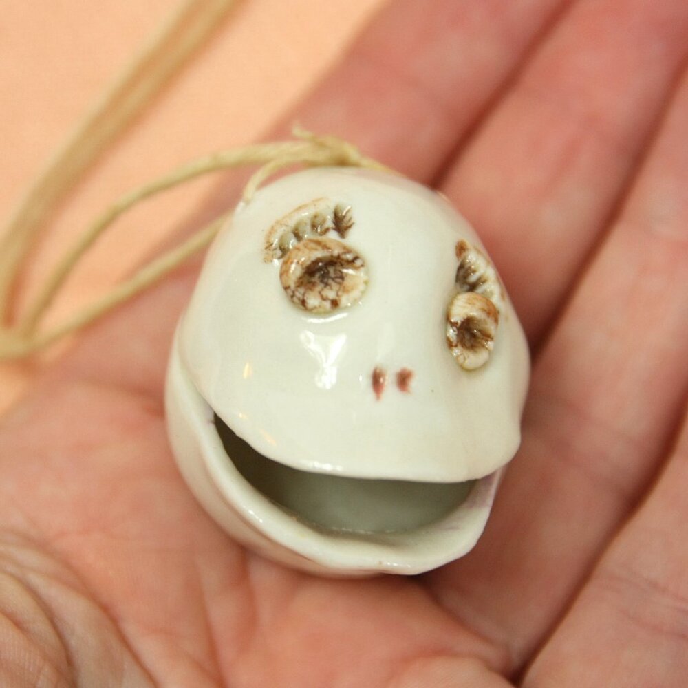 Handmade Ceramic Funny Face Head Chunky Statement Pendant Charm by The Muddler - Picture 3 of 7